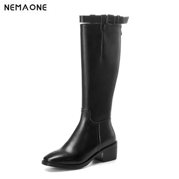 nemaome women cow leather knee high boots buckles zipper long warm motorcycle boots low heels autumn winter shoes woman, Black
nemaome women cow leather knee high boots buckles zipper long warm motorcycle boots low heels autumn winter shoes woman, Black