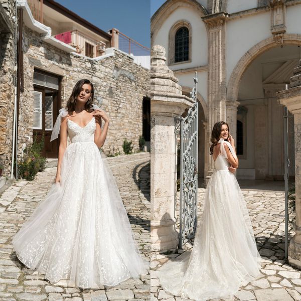 2021 lace wedding dresses spaghetti straps appliques beads bridal gowns backless sweep train a line wedding dress robe de mariee, White
2021 lace wedding dresses spaghetti straps appliques beads bridal gowns backless sweep train a line wedding dress robe de mariee, White