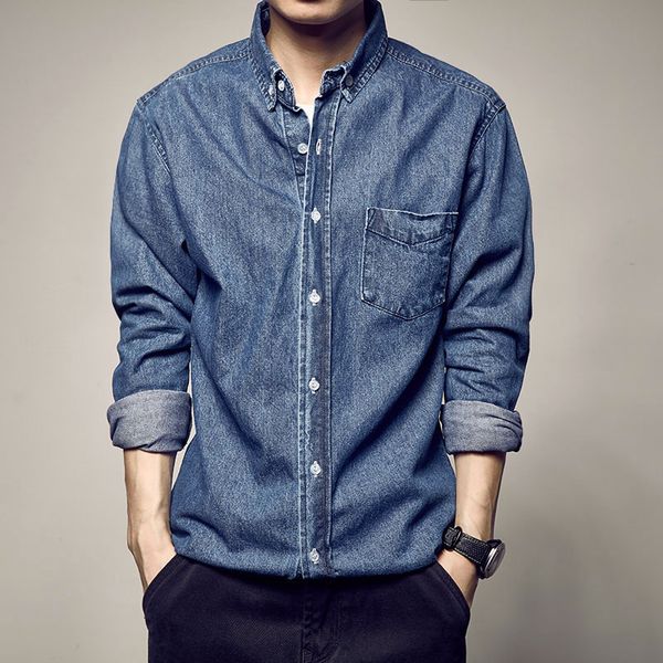 japanese vintage fashion men shirts retro blue casual denim shirts men long sleeve korean designer hombre, White;black
japanese vintage fashion men shirts retro blue casual denim shirts men long sleeve korean designer hombre, White;black