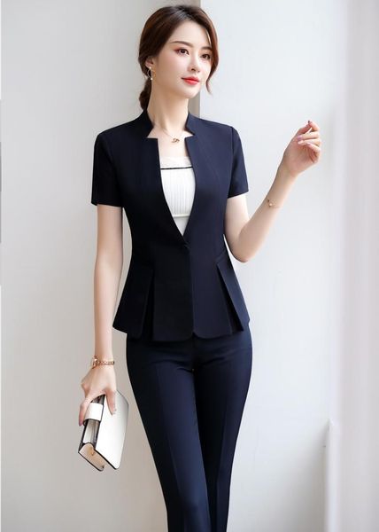 2019 summer short sleeve women business suits with pants and uniform styles office ladies blazers suits pants, White;black
2019 summer short sleeve women business suits with pants and uniform styles office ladies blazers suits pants, White;black