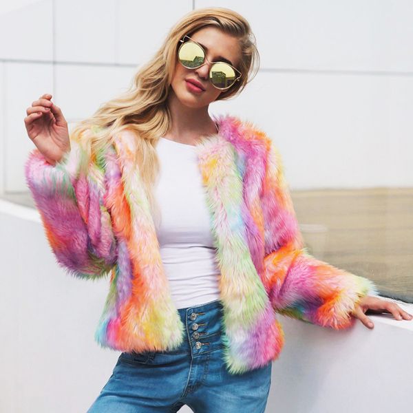multicolor women fur coats faux fur outerwear long sleeves collarless casual female winter jacket hairy colorful overcoat, Black
multicolor women fur coats faux fur outerwear long sleeves collarless casual female winter jacket hairy colorful overcoat, Black