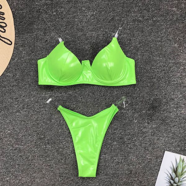 shiny pu bikini 2020 women v-bar underwired bra cup swimwear female swimsuit two-pieces bikini set v wire bather bathing suit, White;black
shiny pu bikini 2020 women v-bar underwired bra cup swimwear female swimsuit two-pieces bikini set v wire bather bathing suit, White;black