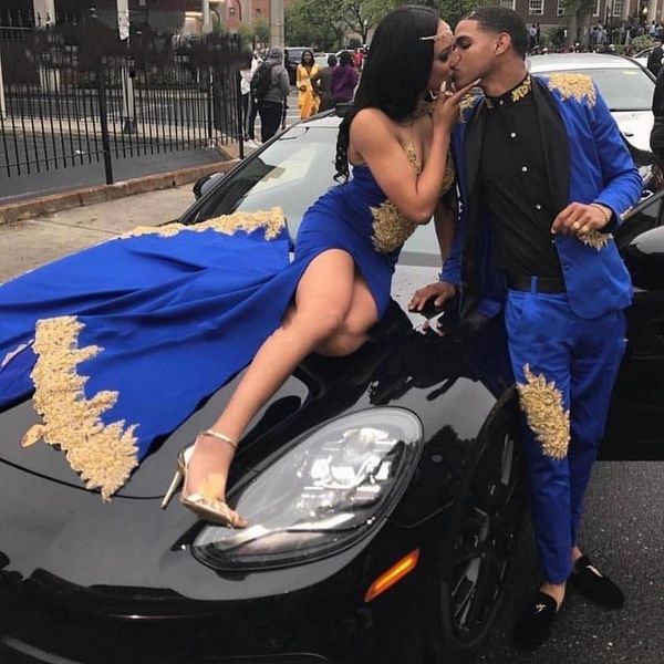 royal blue gold south african prom party dresses 2020 high low gold applique beads strapless dresses evening wear graduation homecoming, Black
royal blue gold south african prom party dresses 2020 high low gold applique beads strapless dresses evening wear graduation homecoming, Black