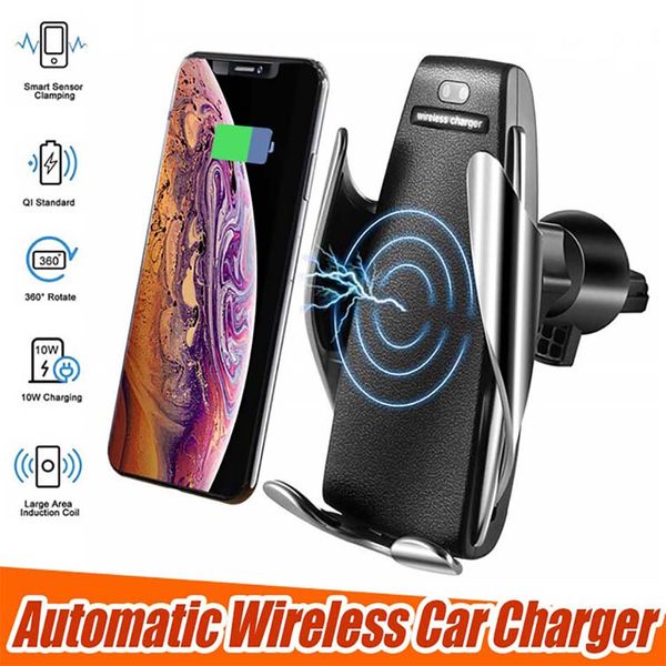 

S5 Wireless Car Charger Automatic Clamping For iphone Android Air Vent Phone Holder 360 Degree Rotation 10W Fast Charging with Box