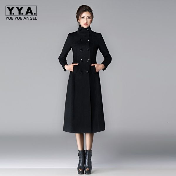 women's wool & blends 2021 autumn classic double breasted coat full length thick warm overcoat stand collar slim fit female jacket wome, Black
women's wool & blends 2021 autumn classic double breasted coat full length thick warm overcoat stand collar slim fit female jacket wome, Black