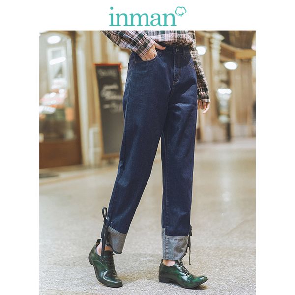 inman 2019 autumn new arrival minimalism straight all matched splits lacing literary retro fashion women jeans, Blue
inman 2019 autumn new arrival minimalism straight all matched splits lacing literary retro fashion women jeans, Blue