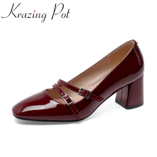 krazing pot full grain leather mary janes square toe high heels buckle decorations shoes women british style spring pumps l10, Black
krazing pot full grain leather mary janes square toe high heels buckle decorations shoes women british style spring pumps l10, Black