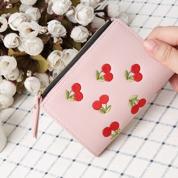 female small pu leather cherry embroidery coin purse card holders key lady mini money bag women girls leather short wallet, Red;black
female small pu leather cherry embroidery coin purse card holders key lady mini money bag women girls leather short wallet, Red;black