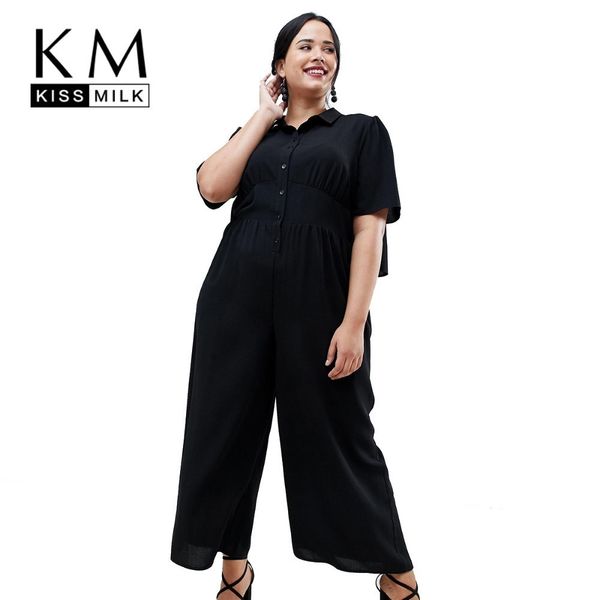 kissmilk plus size women clothes solid black simple commuter pleated shirt collar short-sleeved wide-legged jumpsuit, Black;white
kissmilk plus size women clothes solid black simple commuter pleated shirt collar short-sleeved wide-legged jumpsuit, Black;white