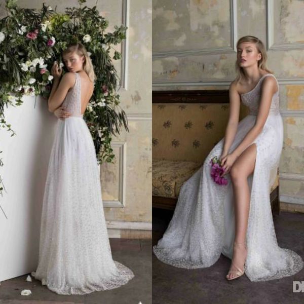 limor rosen 2020 lace wedding dresses one shoulder backless a line bridal gowns appliqued split romantic backless wedding dress, White
limor rosen 2020 lace wedding dresses one shoulder backless a line bridal gowns appliqued split romantic backless wedding dress, White