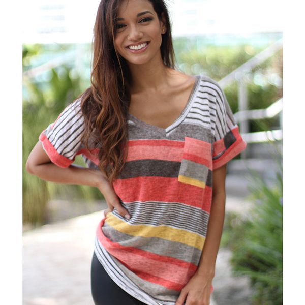 women's summer striped printing v neck short sleeve irregular shirt pocket casual loose long pullover t-shirt, White
women's summer striped printing v neck short sleeve irregular shirt pocket casual loose long pullover t-shirt, White