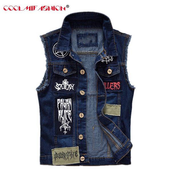 ripped denim waistcoat for men patches design jeans vest men cowboy vest man sleeveless jeans frayed chalecos para hombre, Black;white
ripped denim waistcoat for men patches design jeans vest men cowboy vest man sleeveless jeans frayed chalecos para hombre, Black;white
