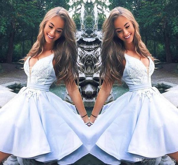 new elegant light sky blue graduation homecoming dress v neck lace applique sleeveless ruffles short prom dress cocktail party gowns, Blue;pink
new elegant light sky blue graduation homecoming dress v neck lace applique sleeveless ruffles short prom dress cocktail party gowns, Blue;pink