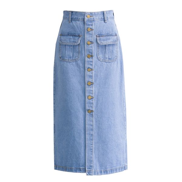 2019 new women's jeans skirt summer long woman blue skirts pocket fashion single button female high waist skirt, Black
2019 new women's jeans skirt summer long woman blue skirts pocket fashion single button female high waist skirt, Black