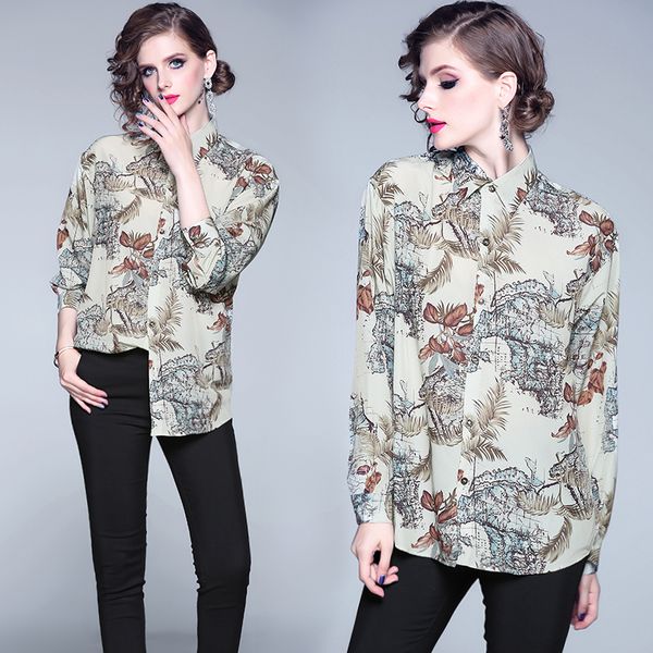 plus size women loose casual retro baroque printed shirts long sleeve 2020 runway elegant ladies button lapel neck designer blouses, White
plus size women loose casual retro baroque printed shirts long sleeve 2020 runway elegant ladies button lapel neck designer blouses, White