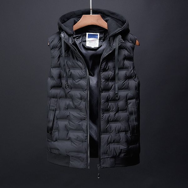 plus size winter jackets men vests hooded sleeveless black warm cotton windproof bubble coat zipper vest with pockets, Black;white
plus size winter jackets men vests hooded sleeveless black warm cotton windproof bubble coat zipper vest with pockets, Black;white