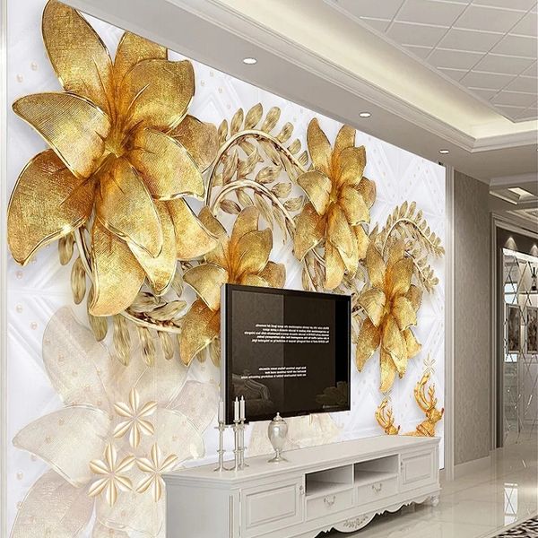 custom large mural 3d wallpaper modern fashion creative jewelry flowers golden leaves living room wall decor deep 5d embossed
custom large mural 3d wallpaper modern fashion creative jewelry flowers golden leaves living room wall decor deep 5d embossed