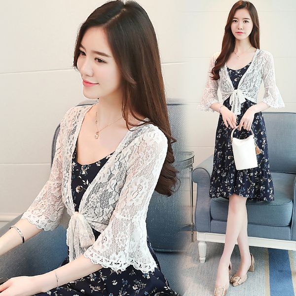 mlxslky 2019 summer lace small shawl coat female sun protection clothing short paragraph thin section womens knit cardigan, White;black
mlxslky 2019 summer lace small shawl coat female sun protection clothing short paragraph thin section womens knit cardigan, White;black