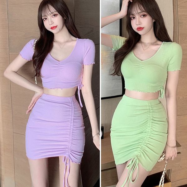 fashion female solid color 2 pcs set v neck short sleeve t shirt + mini skirt knitted women's set, White
fashion female solid color 2 pcs set v neck short sleeve t shirt + mini skirt knitted women's set, White