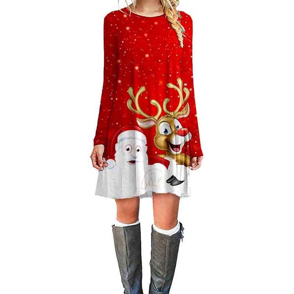 2019 autumn and winter new explosion models european and american christmas print mid-length women's dress, Black;gray
2019 autumn and winter new explosion models european and american christmas print mid-length women's dress, Black;gray