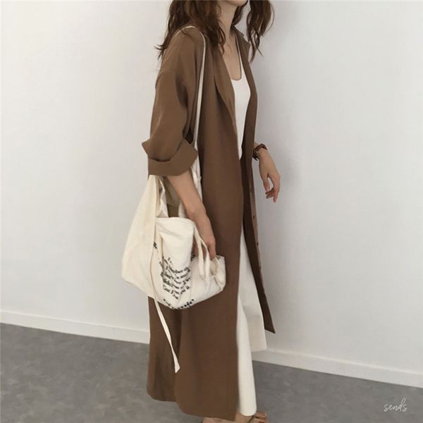 spring autumn fasion trench coat for women silm loose lapel pure color long ladies sunscreen trench coat clothing for women, Tan;black
spring autumn fasion trench coat for women silm loose lapel pure color long ladies sunscreen trench coat clothing for women, Tan;black