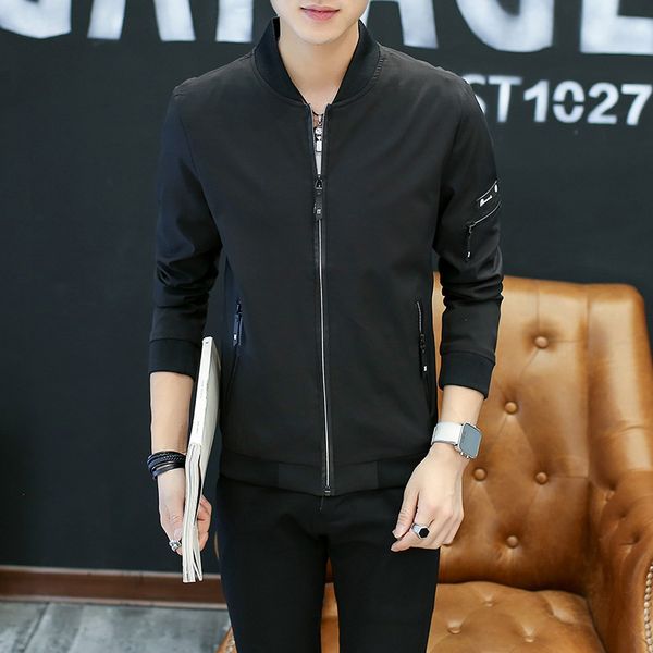 men 's casual jacket stand collar long sleeve simple jacket 2019 spring new style men's thin stand collar male slim fit h, Black;brown
men 's casual jacket stand collar long sleeve simple jacket 2019 spring new style men's thin stand collar male slim fit h, Black;brown