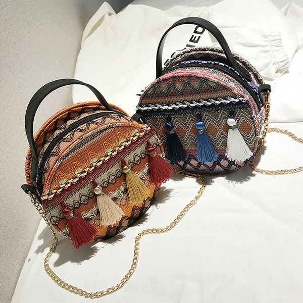 2019 vintage round tassel bags summer style women handbags bohemian rattan crossbody bags handmade woven beach circular
2019 vintage round tassel bags summer style women handbags bohemian rattan crossbody bags handmade woven beach circular