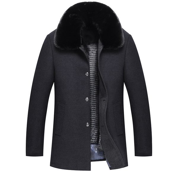 medium long thicken warm wool cashmere mens coat detachable lining big fur collar winter jacket men, Black
medium long thicken warm wool cashmere mens coat detachable lining big fur collar winter jacket men, Black