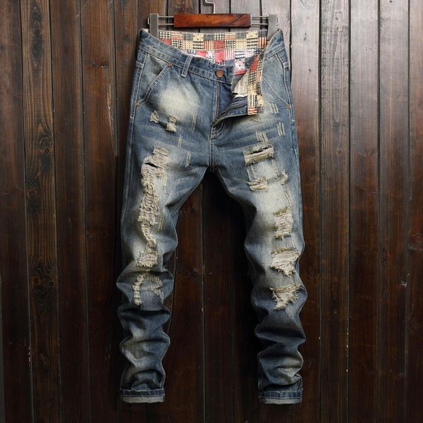 plus size 40 vintage washed ripped denim jeans male slim pencil pants distressed men jeans long trousers cotton, Blue
plus size 40 vintage washed ripped denim jeans male slim pencil pants distressed men jeans long trousers cotton, Blue