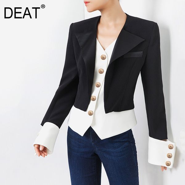 deat stitching contrast color long sleeve single-breasted irregular ladies office blazer femme fashion 2019 winter coat td195, White;black
deat stitching contrast color long sleeve single-breasted irregular ladies office blazer femme fashion 2019 winter coat td195, White;black