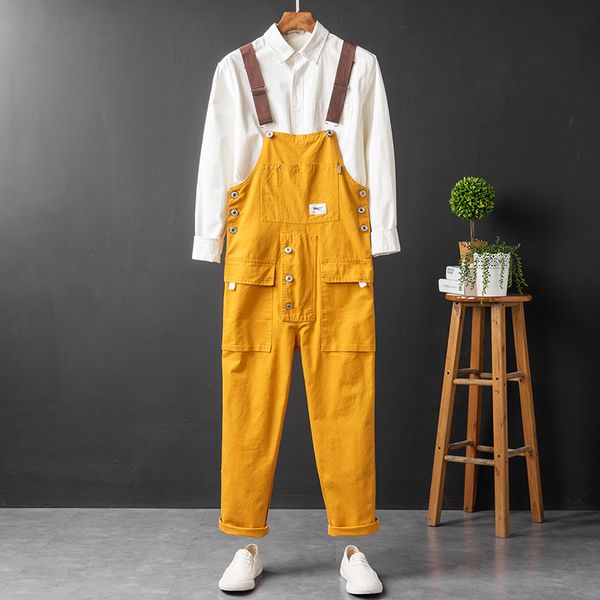 hip-hop jumpsuit male street casual retro nostalgic overalls men's overalls, Black