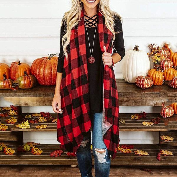 autumn office ladies vest sleeveless turn down neck open front jacket check plaid cardigan casual women long waistcoat#j30, Black;white
autumn office ladies vest sleeveless turn down neck open front jacket check plaid cardigan casual women long waistcoat#j30, Black;white