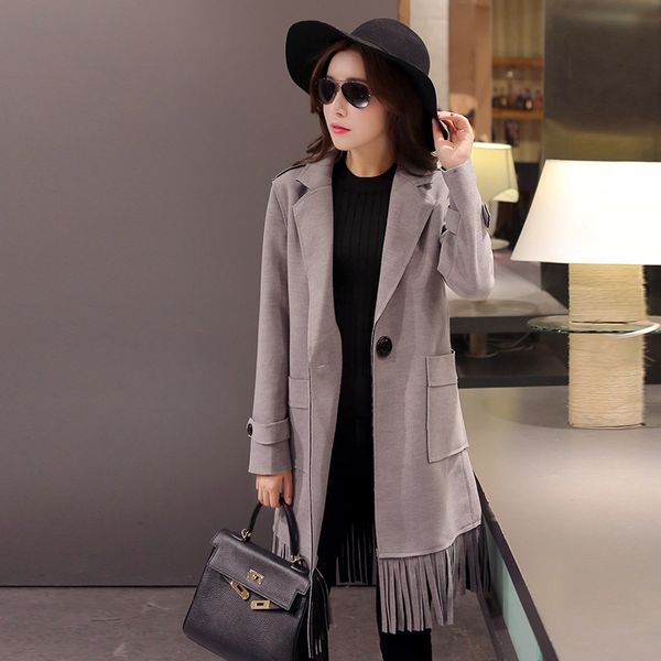 autumn and winter new style women's clothing mid-length korean-style tassled coat women's plus-sized slim fit trench coat jacket, Black
autumn and winter new style women's clothing mid-length korean-style tassled coat women's plus-sized slim fit trench coat jacket, Black