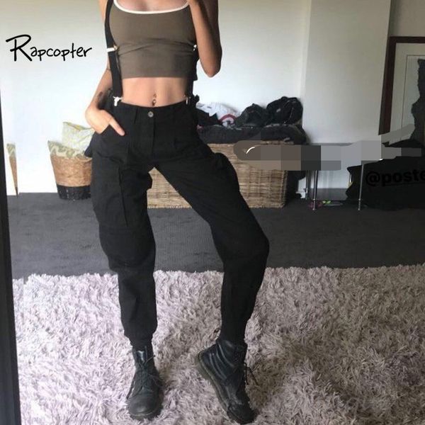 rapcopter women black streetwear pants high waist adjustable strrp cargo pants womens fashion pencil trousers, Black;white
rapcopter women black streetwear pants high waist adjustable strrp cargo pants womens fashion pencil trousers, Black;white