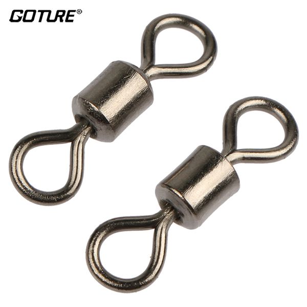 

goture 200pcs/lot rolling fishing swivel ms size 8, 6, 4, 2 sea rock fishing tackle fishhooks accessories strong swivels