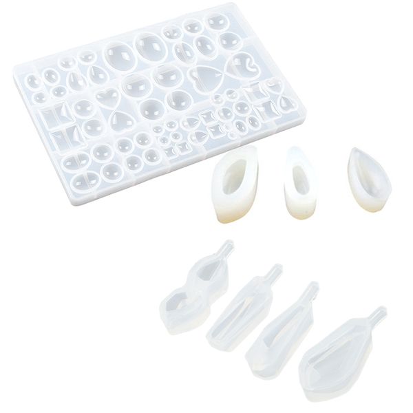 58 pcs silicone casting molds for cabochon gem jewelry silicone mold and 1pcs heart resin mold & 7pcs transparent white
58 pcs silicone casting molds for cabochon gem jewelry silicone mold and 1pcs heart resin mold & 7pcs transparent white