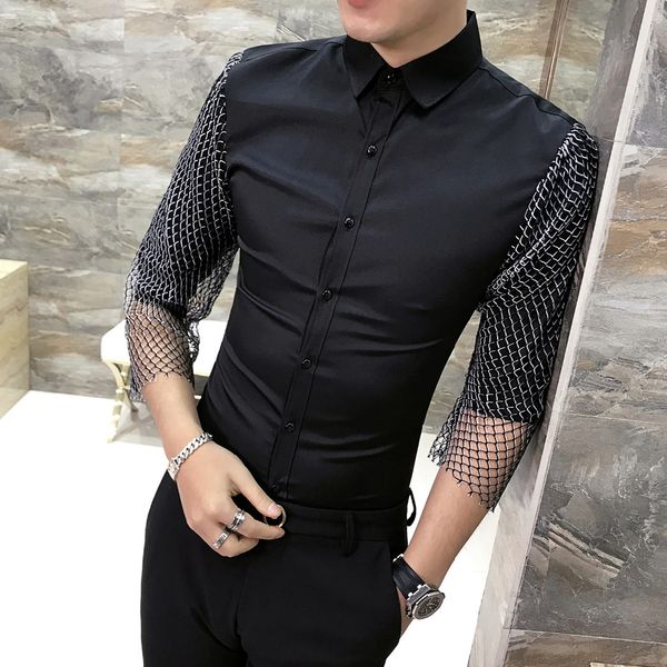 all match simple men shirt fashion 2019 summer personality hollow half sleeve shirt men slim fit casual prom tuxedo 3xl- sale, White;black
all match simple men shirt fashion 2019 summer personality hollow half sleeve shirt men slim fit casual prom tuxedo 3xl- sale, White;black