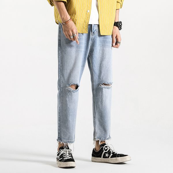 autumn new jeans men slim fashion washed solid color casual hole denim trousers man streetwear wild hip hop straight jeans pants, Blue
autumn new jeans men slim fashion washed solid color casual hole denim trousers man streetwear wild hip hop straight jeans pants, Blue