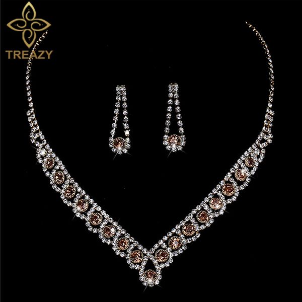 treazy gold color champagne crystal bridal jewelry sets fashion statement choker necklace earrings women wedding jewelry sets, Slivery;golden
treazy gold color champagne crystal bridal jewelry sets fashion statement choker necklace earrings women wedding jewelry sets, Slivery;golden