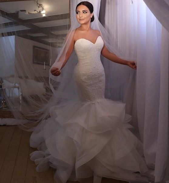 sweetheart lace mermaid wedding dresses tulle ruffles formal bridal gowns 2019 special occasion gowns middle east, White
sweetheart lace mermaid wedding dresses tulle ruffles formal bridal gowns 2019 special occasion gowns middle east, White