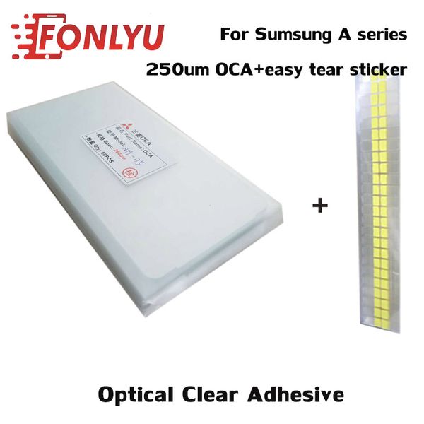 

50pcs 250um oca optical clear adhesive film for samsung a10 a20 a30 a40 a50 a70 a80 oca glue touch glass lens easy tear sticker