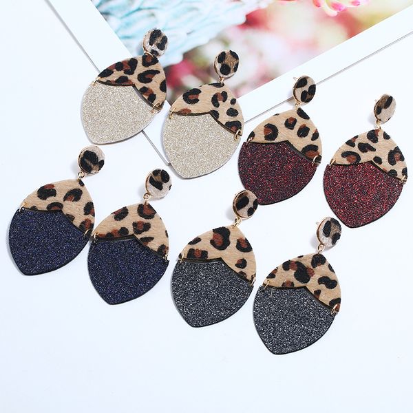 korean retro woman's earrings stitched leopard-print leather water-drop earring dangle ears fashion charm jewelry, Silver
korean retro woman's earrings stitched leopard-print leather water-drop earring dangle ears fashion charm jewelry, Silver