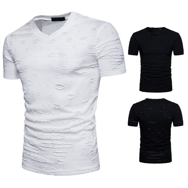 new style plus-sized menswear kaikouxiao with holes short sleeve t-shirt q06, White;black
new style plus-sized menswear kaikouxiao with holes short sleeve t-shirt q06, White;black