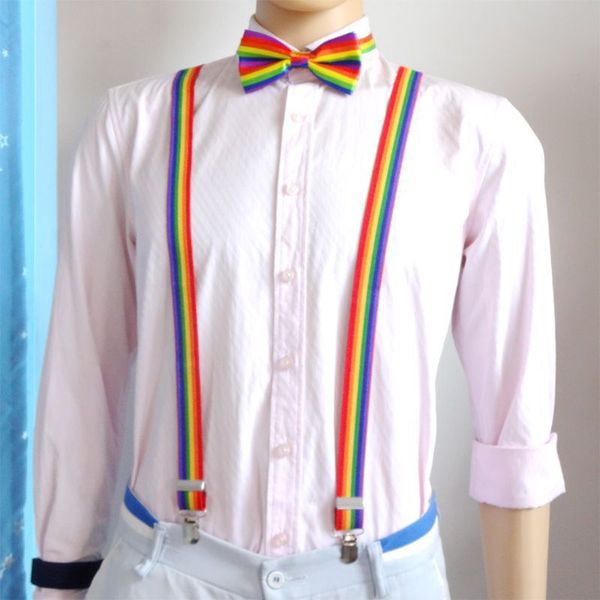 new wide adjustable y-back suspenders rainbow colorful striped belt with clip, Black;white
new wide adjustable y-back suspenders rainbow colorful striped belt with clip, Black;white