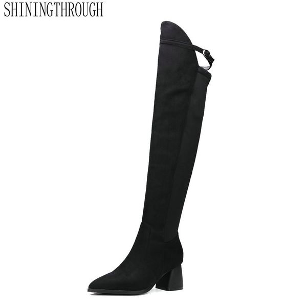 knee high boots winter warm women boots platform motorcycle square high heel stretch fabric shoes size 34-43, Black
knee high boots winter warm women boots platform motorcycle square high heel stretch fabric shoes size 34-43, Black