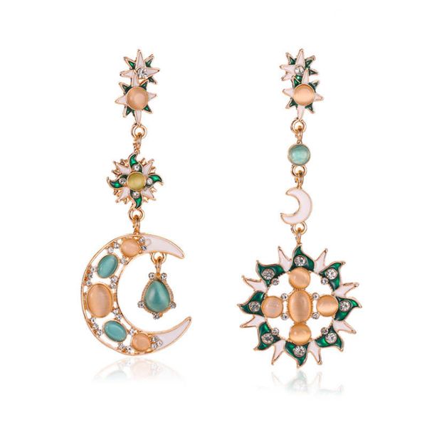 new european and american fashion earrings color exaggerated asymmetrical opal earrings baroque moon sun, Silver
new european and american fashion earrings color exaggerated asymmetrical opal earrings baroque moon sun, Silver