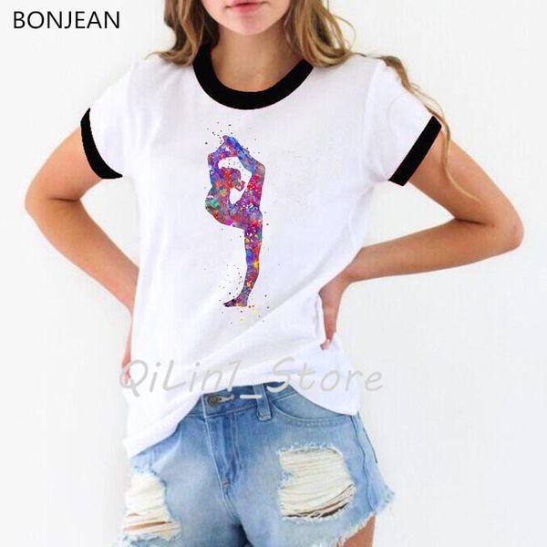 women's t-shirt watercolor gymnastics girl printed t shirt women funny vogue tshirt femme summer female streetwear, White
women's t-shirt watercolor gymnastics girl printed t shirt women funny vogue tshirt femme summer female streetwear, White