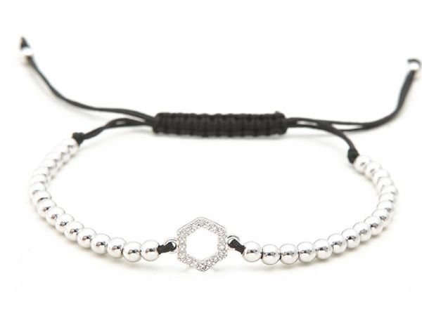gold silver micro pave cz cubic zirconia rope adjusted copper beads bracelet t6h432 hexagon charm braided bangles women, Black
gold silver micro pave cz cubic zirconia rope adjusted copper beads bracelet t6h432 hexagon charm braided bangles women, Black