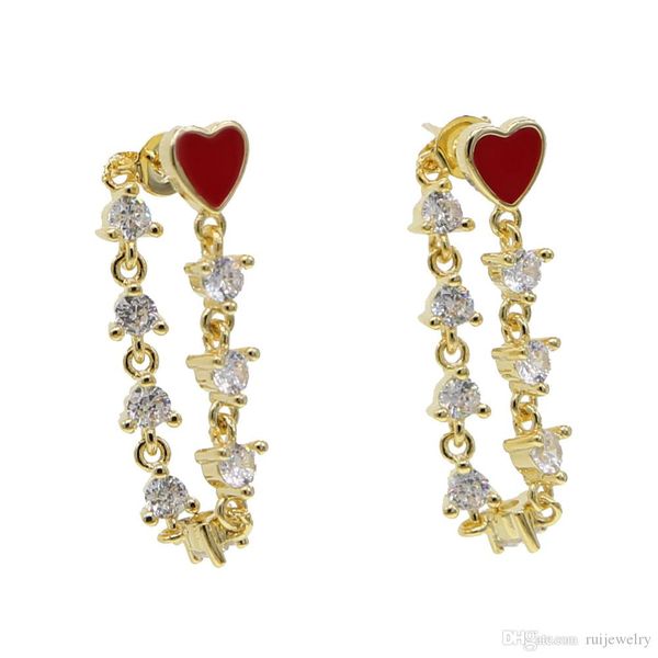 chic 2019 summer sale red heart earrings for girls women with gold link chain and clear cz elegance jewelry cute lover gifts, Silver
chic 2019 summer sale red heart earrings for girls women with gold link chain and clear cz elegance jewelry cute lover gifts, Silver