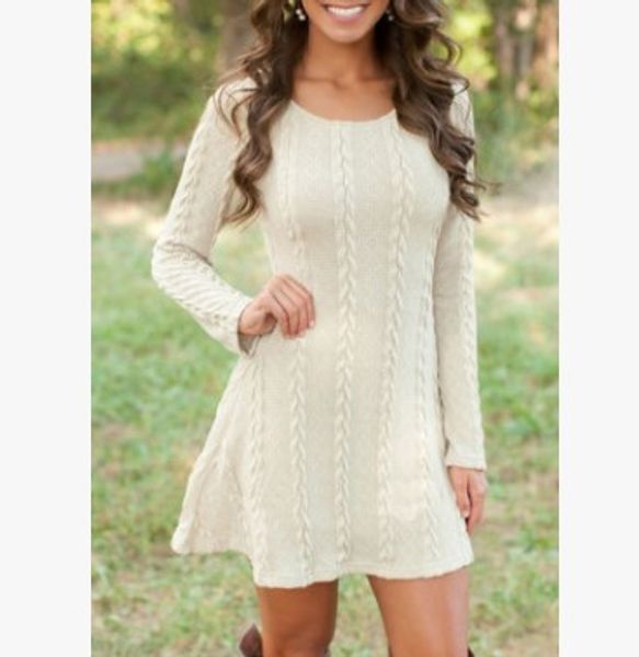 new fast selling european and american four color knitted sweater round neck long sleeve dress in autumn and winter, White;black
new fast selling european and american four color knitted sweater round neck long sleeve dress in autumn and winter, White;black